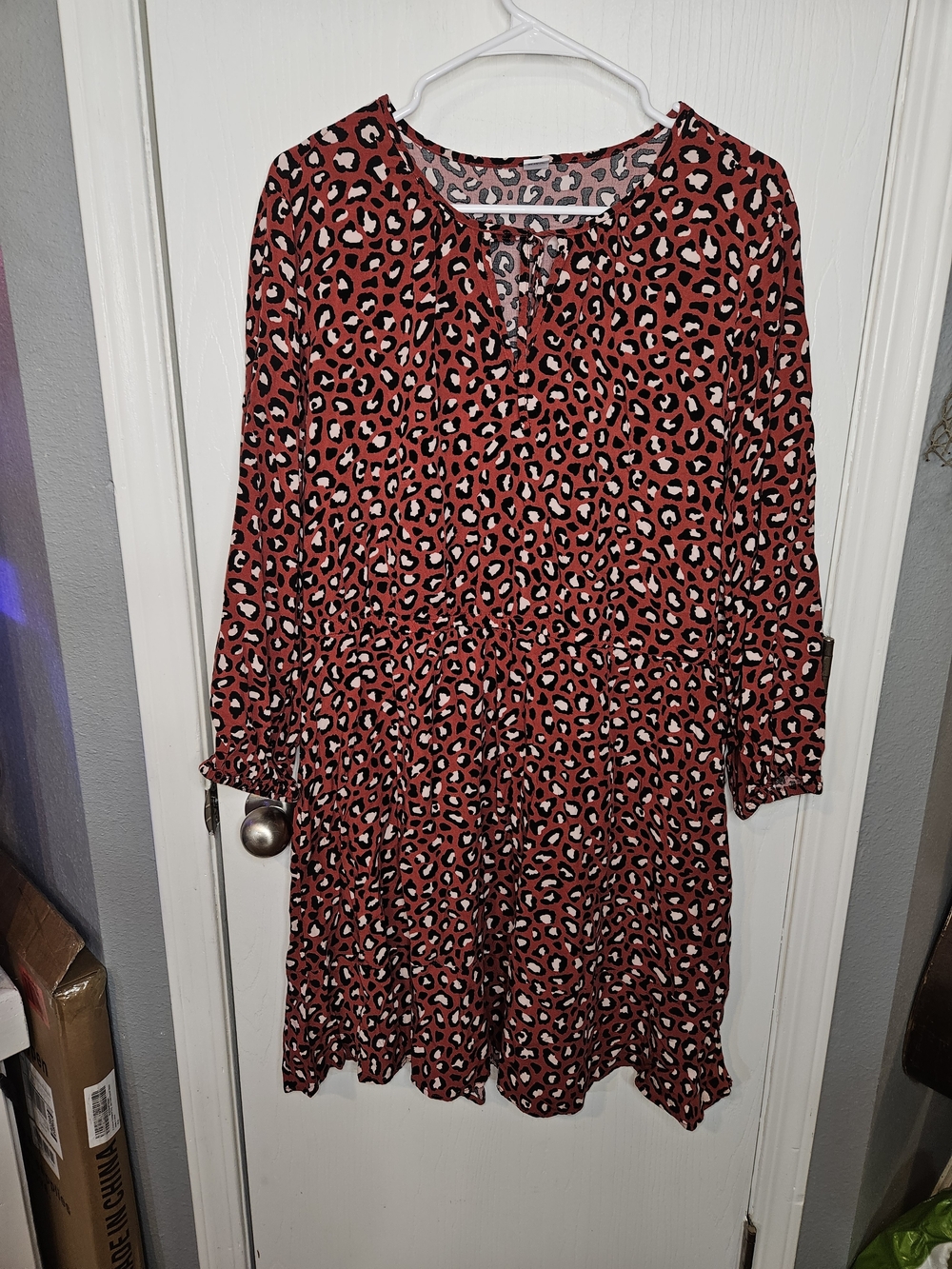 Old Navy Red Leopard Print Midi Dress
